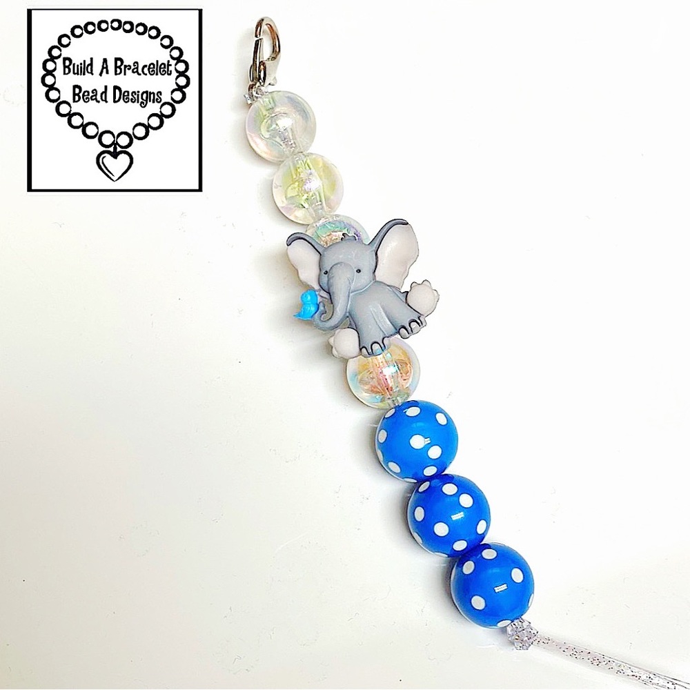 Handmade Elephant Bluebird Diaper Bag Charm Backpack Clip Baby Shower Gift